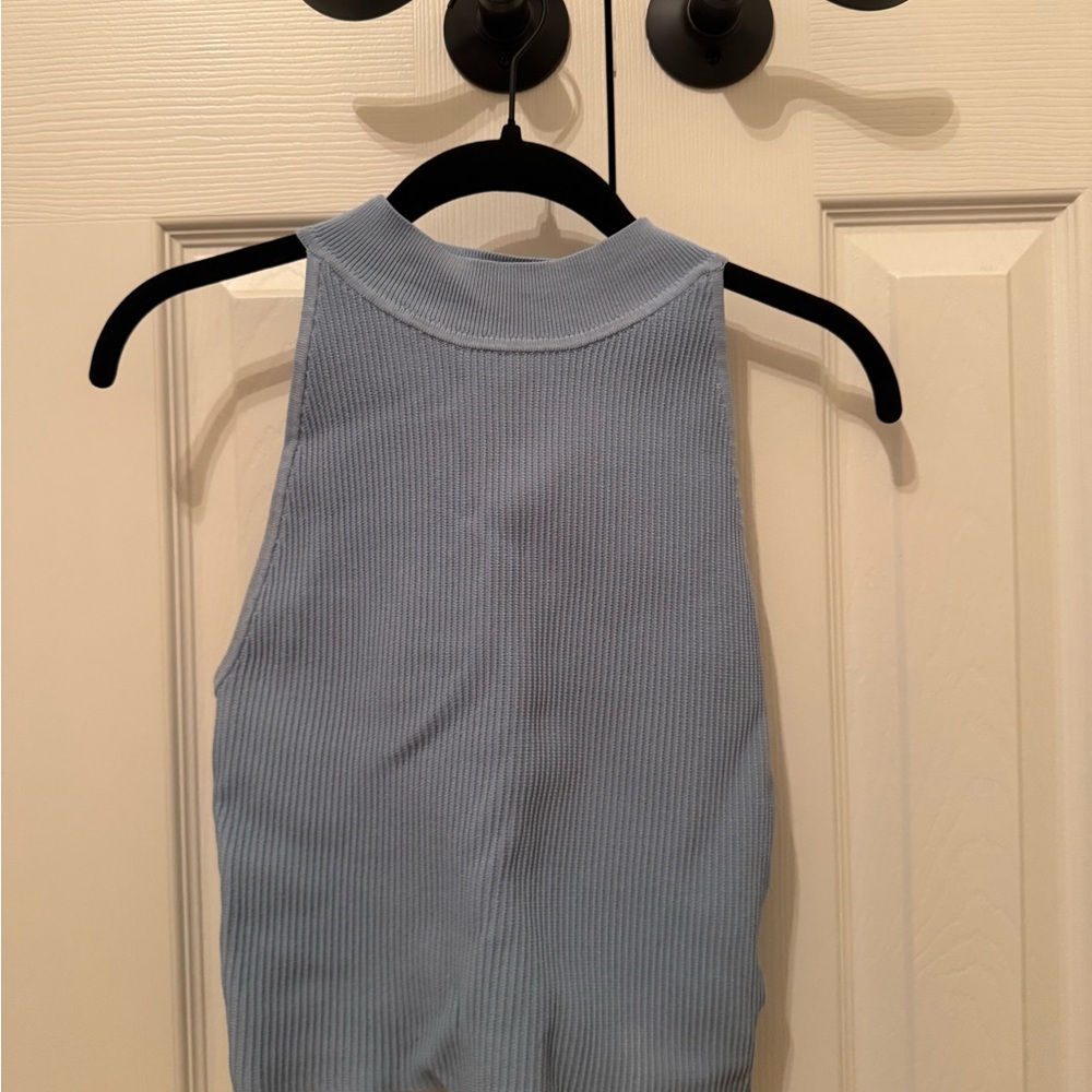 Babaton Light Blue Ribbed Tank Top